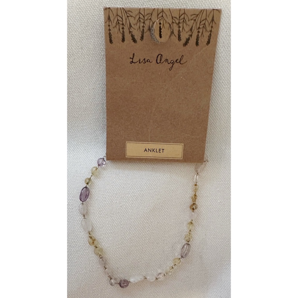Lisa Angel Pastel Semi-Precious Stone and Gold Beaded Anklet